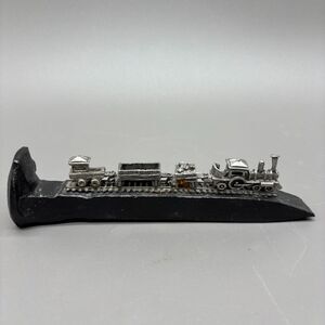 Vintage SML Railroad Spike Miniature Pewter Train Paperweight Sculpture 6.5"